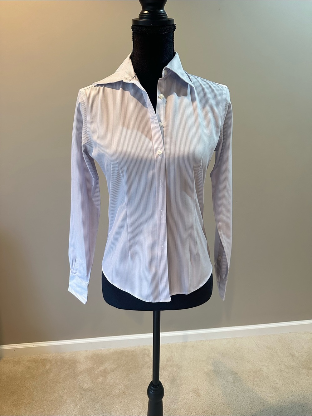 Brooks Brothers White Pinstripe Button-Down Shirt Size OP
